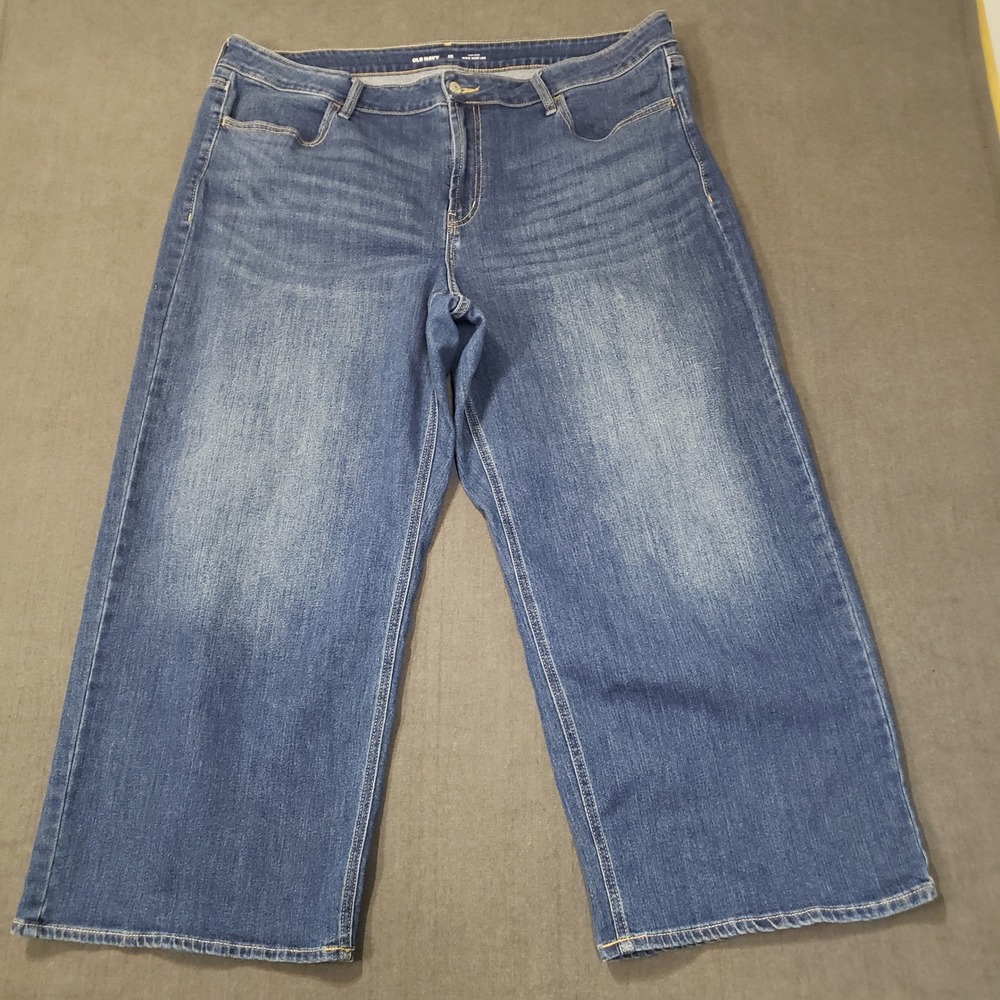 Old Navy Wow Wide Leg Jeans Womens 20 Long Blue High Rise Denim